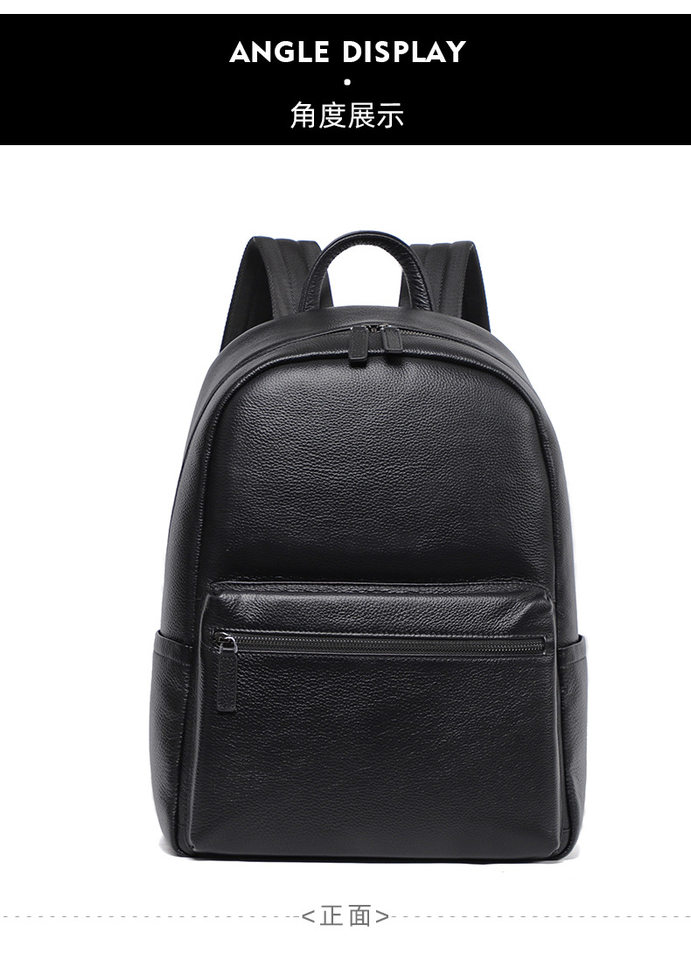Ba lô nam da bò thật cỡ lớn 30×13×41 cm, ba lô du lịch công tác chống trộm ngăn laptop 14 inch — Màu đen chi tiết 13