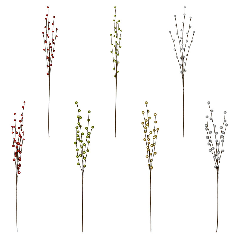 Envío gratis transfronterizo Navidad brillo ramita de bayas 5 puntas 30 frutas DIY accesorios de fotografía decoración accesorios de simulación bayas con brillo dorado