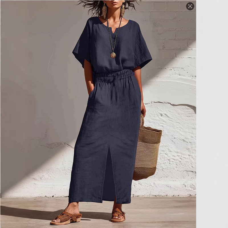 2026 Cross-Border Amazon Independent Site Spring/Summer Bohemian Style Batwing Sleeve Top and Long Skirt 2026 Cross-Border Amazon Independent Site Spring/Summer Bohemian Style Batwing Sleeve Top and Long Skirt