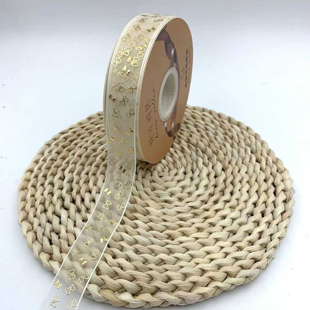 Hilo coreano dorado cinta transparente cinta de organza pastel de flores embalaje Barra de hilo de nieve soporte cinta hecha a mano al por mayor