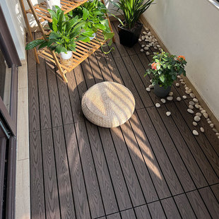 Wood-Plastic Composite Outdoor Flooring for Balcony, Bathroom, Courtyard, DIY Garden Terrace, Anti-Corrosion Ecological Wood Floor Tiles
