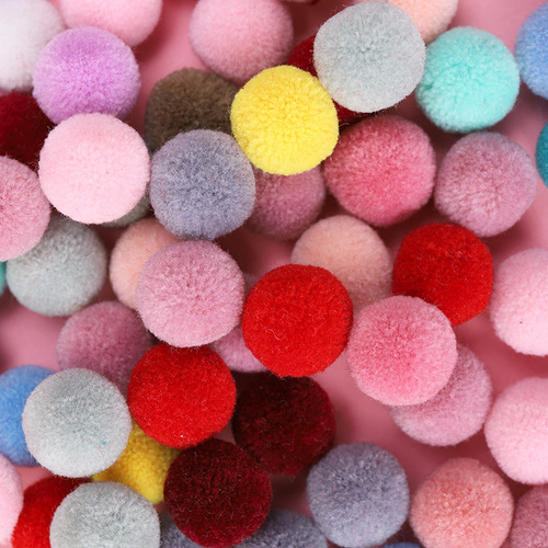 Factory direct sales colorful high-elastic pom poms diy polyester plush pom poms children's toys accessories shoes and hats mixed color pom poms