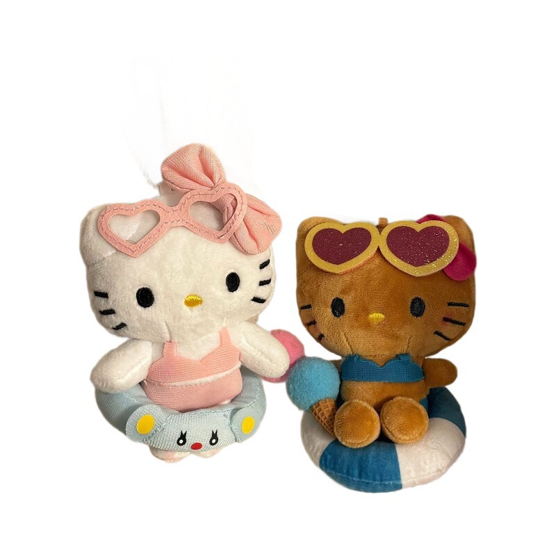 かわいいアニメハワイ水泳圏Kittyぬいぐるみストラップkt猫かばん掛けキーホルダープレゼント|undefined