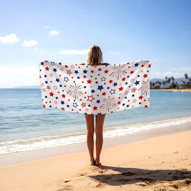 Cross-Border American Star Beach Towel Decorative Swimming Towel Bath Towel Microfiber Sports Towel Factory Direct Sale