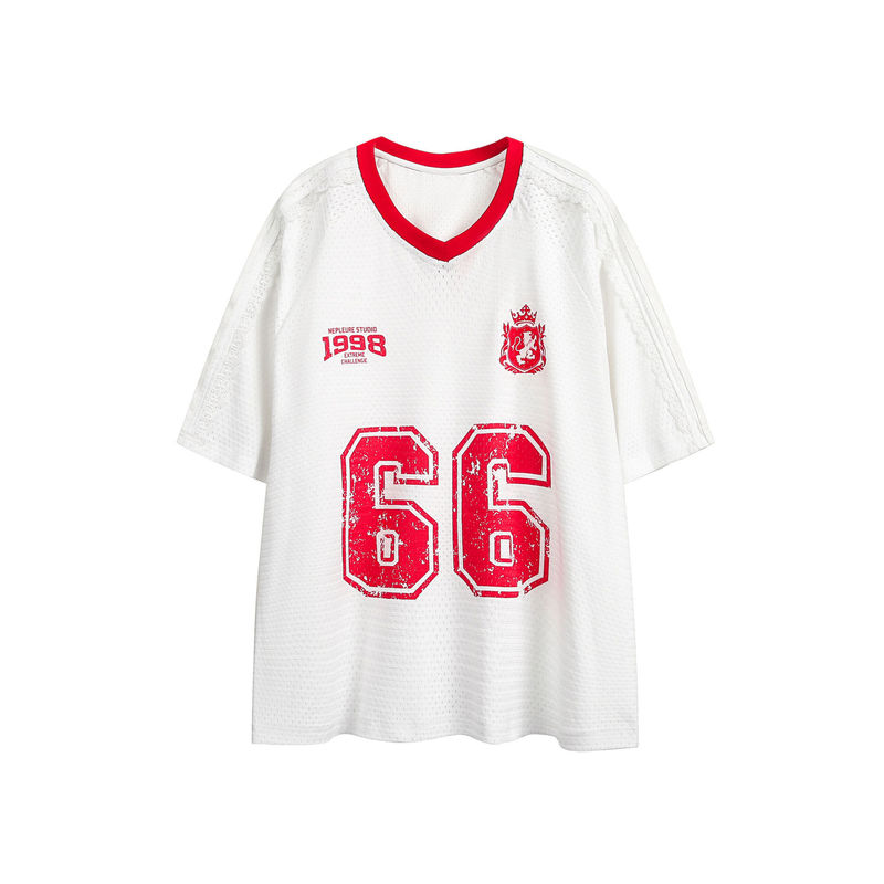 Retro Lace Splicing Jersey Short-Sleeved T-Shirt for Women Summer 2025 New Design Loose Breathable Mesh Top