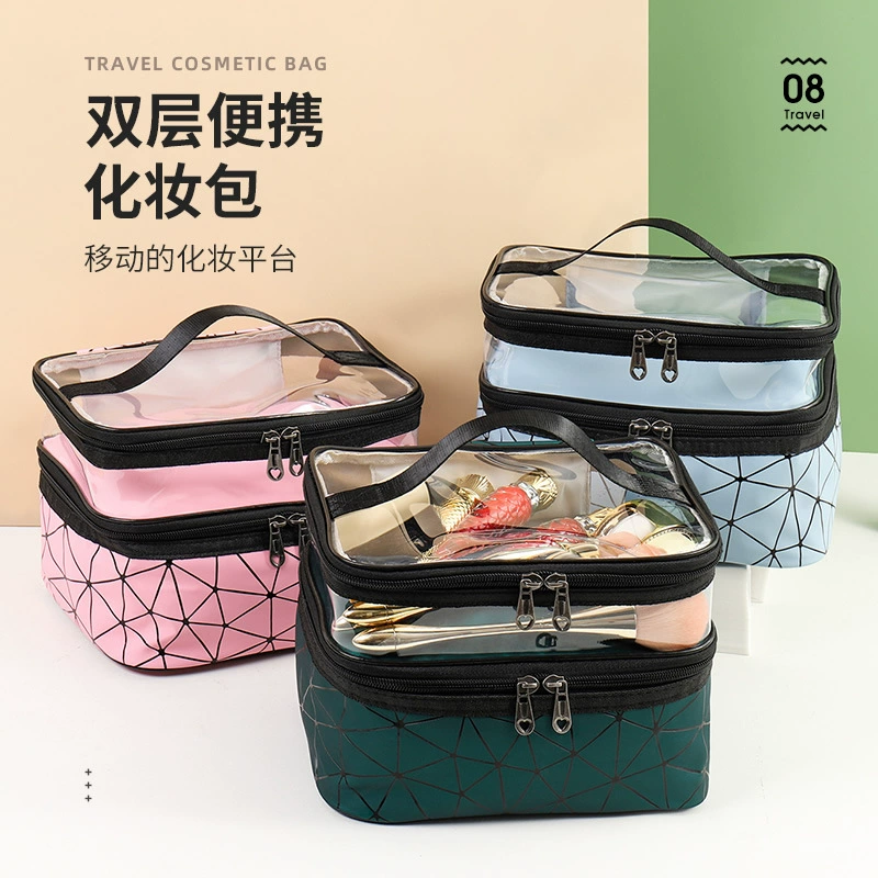 Handheld cosmetic bag, capacious purse, storage bag for traveling