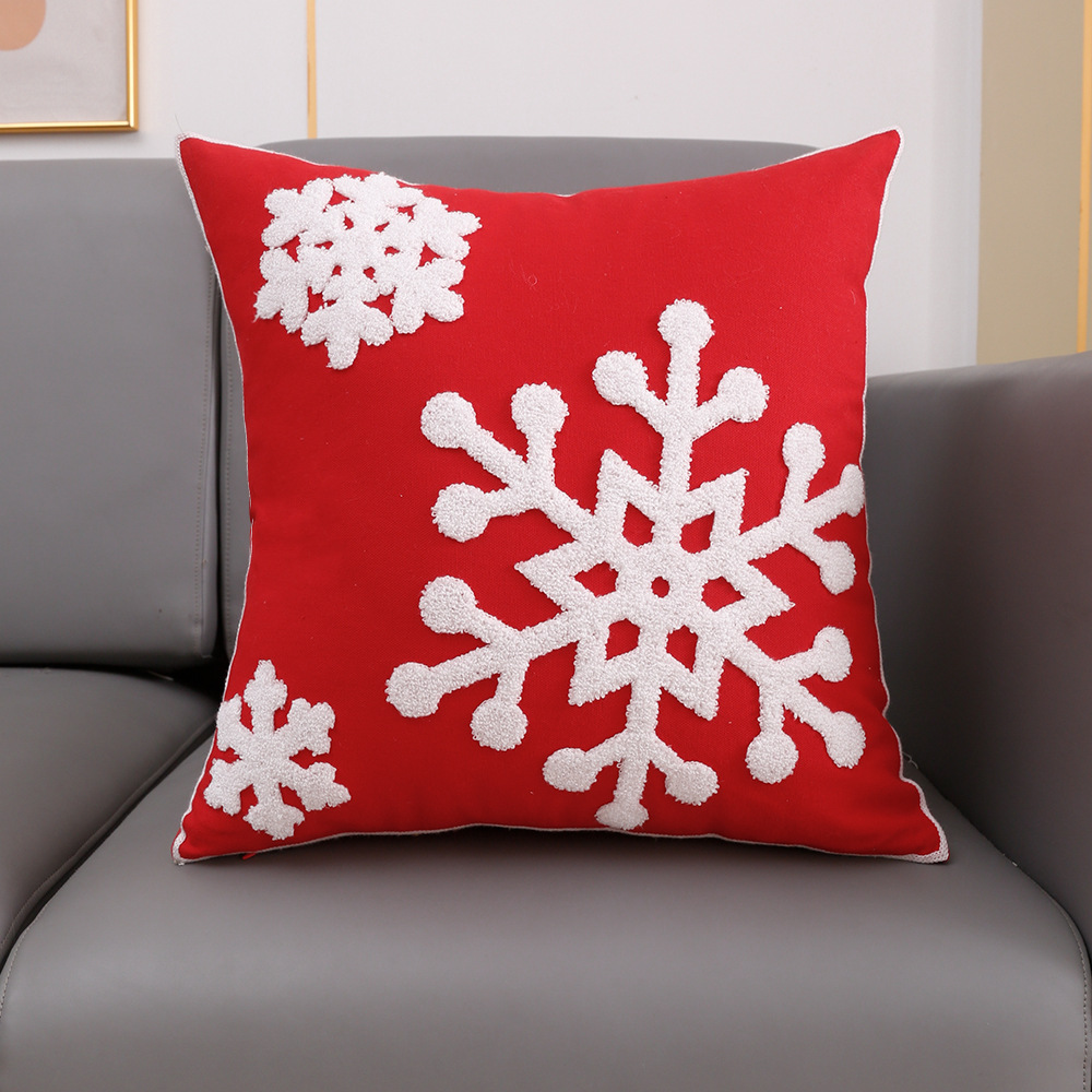 Embroidered Snowflake Cushion Cover