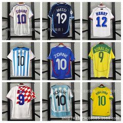 卸売り02ブラジル98フランスドイツイングランドアルゼンチン10号半袖復古ユニフォーム成人サッカー服