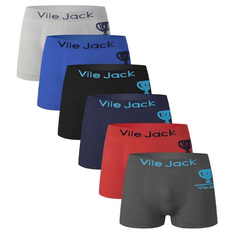 Teenage Boys' Seamless Boxer Briefs, Stretchy and Soft, with Champion Trophy Print, Breathable Sports Underwear for Boys