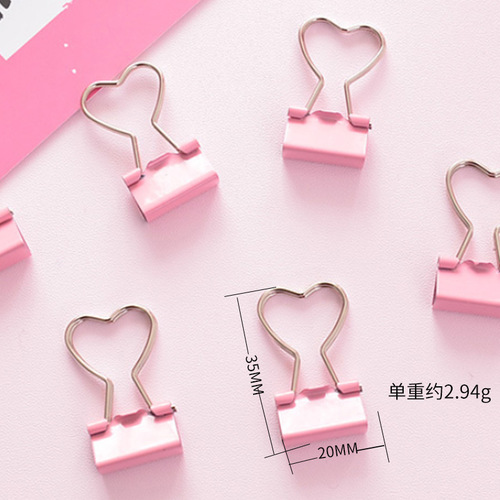 Pink Girl Heart Long Tail Clip Metal Irregular Hollow Clip Office Swallowtail Clip Ticket Clip Creative Clip Wholesale