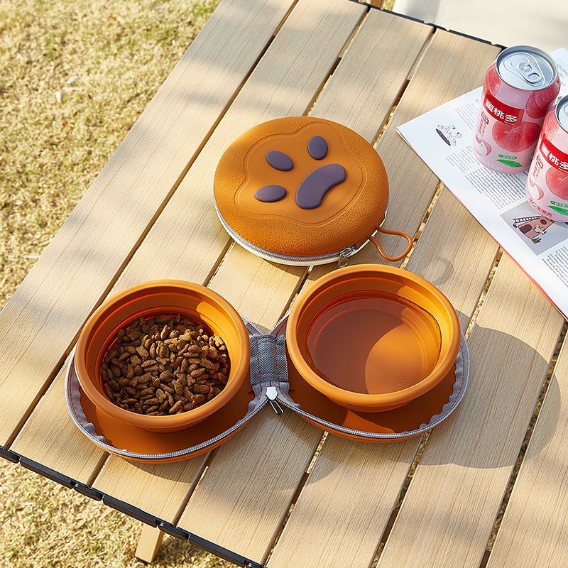 ペット用品、アウトドア用ボウル、シリコン折りたたみボウル、携帯用猫ボウル、犬用ドリンクボウル、ダブルボウル、フードボウル|undefined