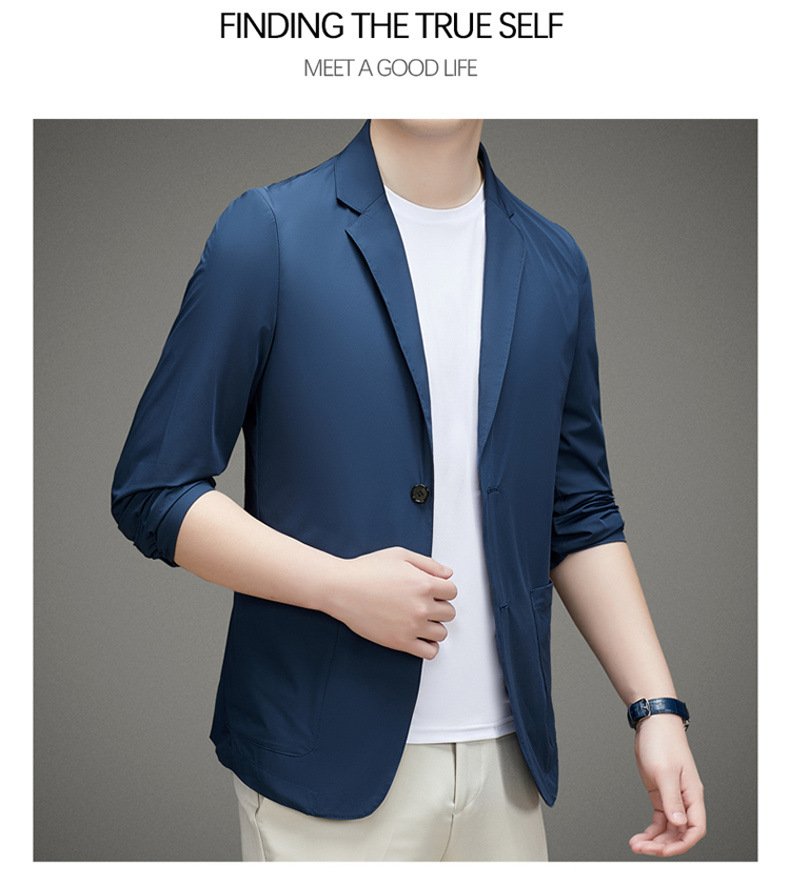 男士单西服春夏季轻薄款冰丝防晒衣高级感商务新款休闲小西装外套详情16