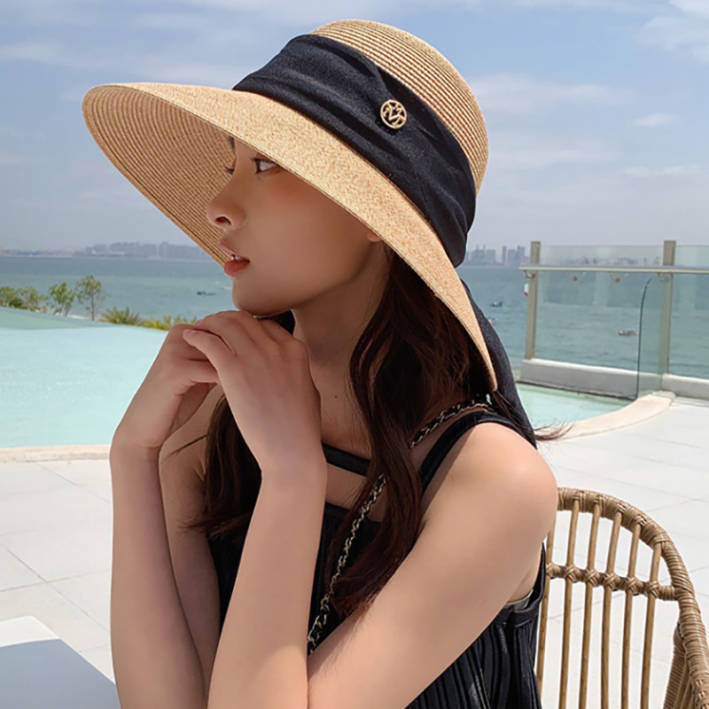 767g Weight Straw Hat Hats Type Holiday, Daily, Beach Occasion Papyrus Material Letter Pattern Summer Season Women's Gender Elegant, Vacation, Simple Style Style Big Eaves Rim Women's Elegant Vacation Simple Style Letter Big Eaves Straw Hat 7