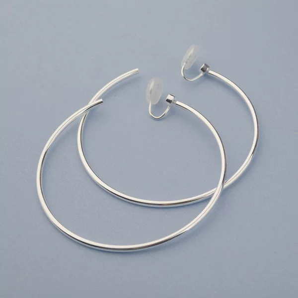 Silver Glossy Plain Hoop Large Hoop Earrings Without Piercing Mosquito Coil Disc Ear Clips Can Shake Cross-Border Wholesale Earrings for Women Simple