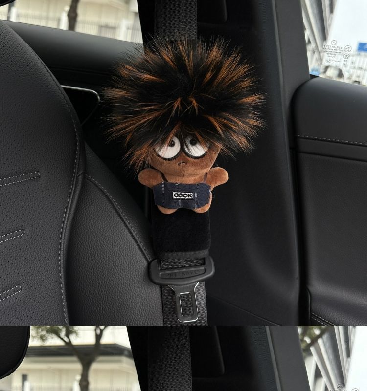 Cute Afro-Style Car Seatbelt Shoulder Pads, Car Seatbelt Covers, Car Interior Decoration Items, Anti-Neck Strangulation