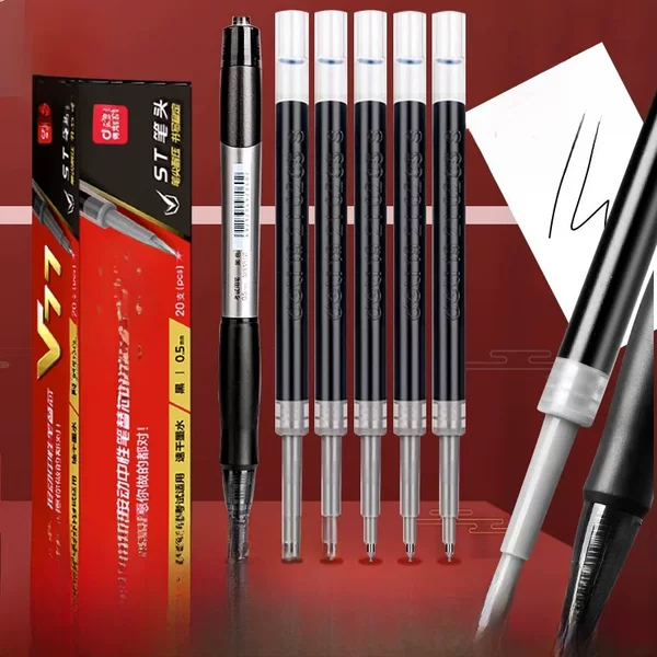 Deli V77 smooth quick-drying reinforced needle tube 0.5 press core neutral red refill office student wholesale