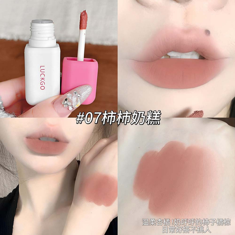 LUCKGO Candy Story Lippaste suave glutinoso terciopelo niebla mate diaria baja saturación maquillaje transfronterizo para estudiantes