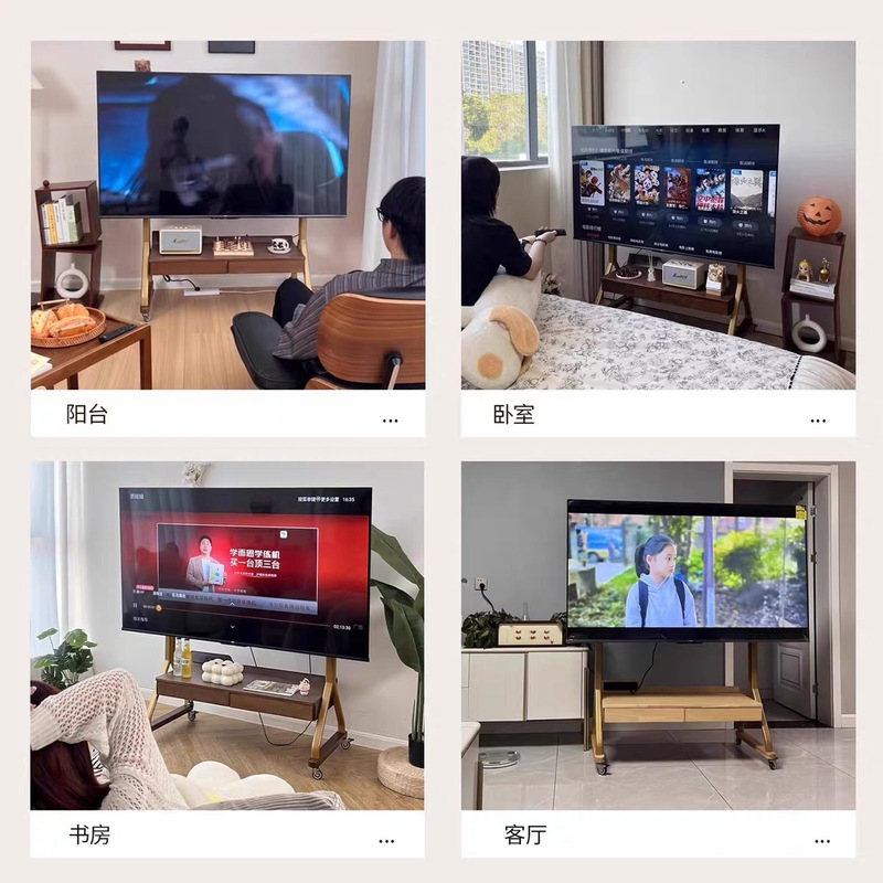 可動テレビキャビネットアンティークリビングルーム無垢材家庭用床置き小型ユニット一体型モバイルテレビスタンド|undefined
