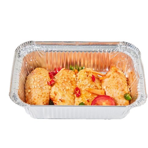 Caja de papel de aluminio para barbacoa cuenco de papel de aluminio rectangular con cubierta para comida comercial para llevar caja de papel de aluminio desechable caja de comidas de aluminio