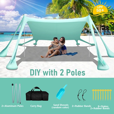 Amazon Best-Selling Anti-Uv One-Piece | Avtomobil yan çətirləri - octagonal-canopy-sky-blue-2-aluminum-poles-uv-protection-300300200