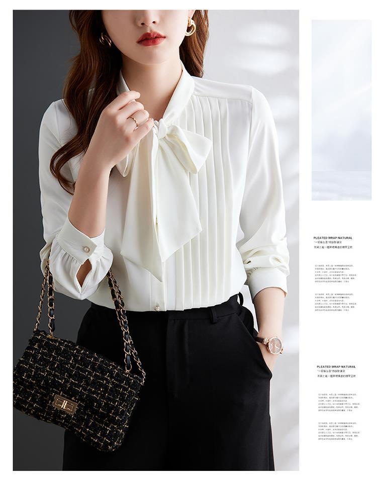 315g Weight Long Sleeve Sleeve Length Single Breasted Placket Type Regular Sleeve Sleeve Type 95% and above, Polyester Fabric Type Ordinary Model (50cm <Length ≤ 65cm) Top Length Cardigan, Shirt Tops Type Scarf collar Neckline Slim Fit Type Solid Color Pattern New Style, Japanese and New Leisure Style Chic Fashionable Long Sleeve Chiffon Shirt Women's Bow Tie Neck Unusual Design Sensation Coffee Color Series Belted Elegant 11