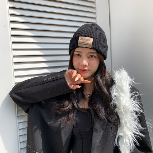 Hats Trendy Retro Patchwork Couple Knitted Hat Women's Autumn and Winter Big Headband Warm Korean Style Ins Earflap Knit Cap 