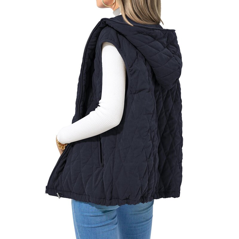 European and American Cross-Border Amazon 2025 Autumn and Winter New Women's Hooded Cotton Vest, Lightweight Vest, Warm Cotton Outerwear
