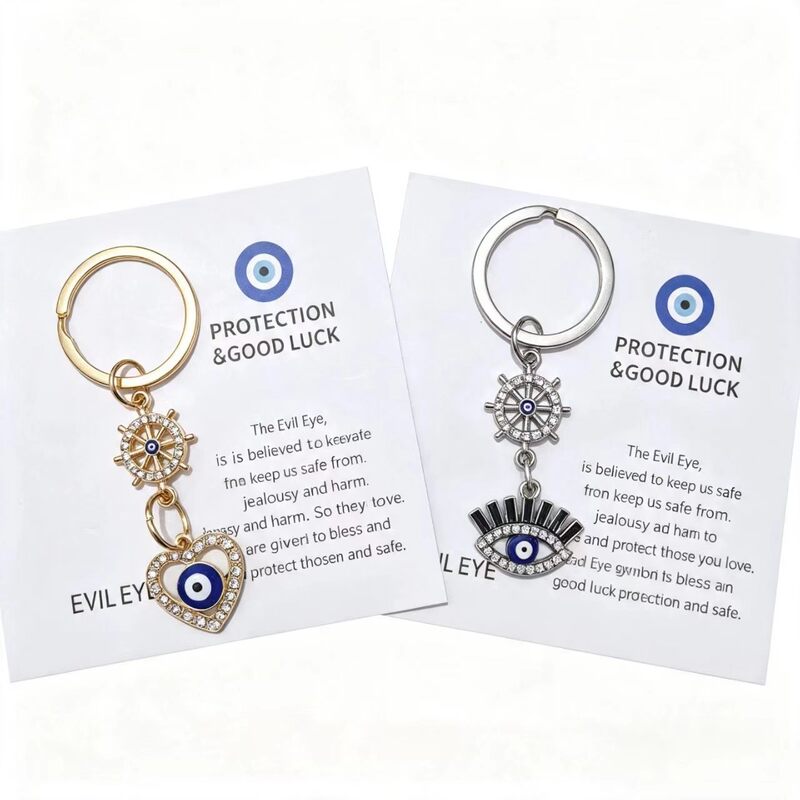 Cross-border PROTECTION&GOODLUCK Ship's Wheel Heart Devil's Eye Keychain Bag Pendant Wholesale