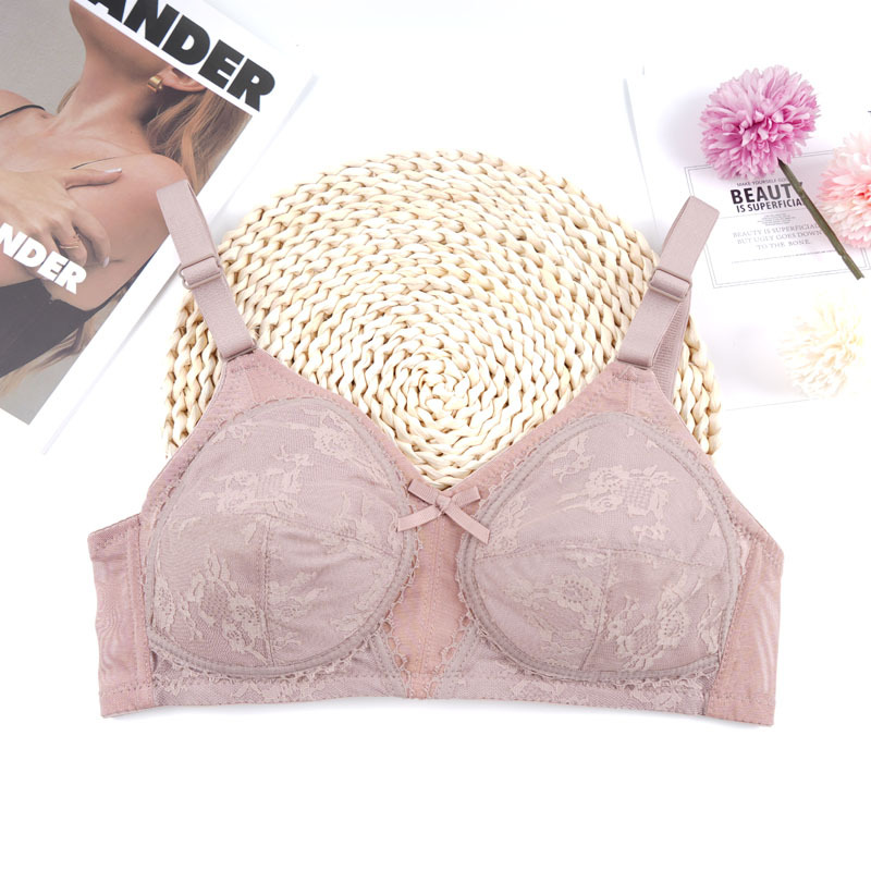 Gran tamaño de comercio exterior punto delgado sin esponja sin anillo de acero ropa interior mujer gran pecho pequeño se reúnen contra la caída del sujetador