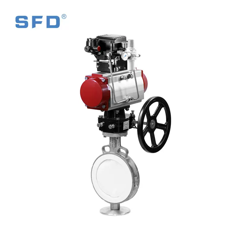 D671F4衬氟蝶阀D671F4-16P不锈钢气动阀门软密封全衬氟耐腐蚀四氟