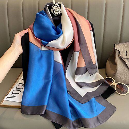 Spring and summer new decorative scarves for women, fashionable decorative shawls, color matching travel sun protection silk scarves and beach towels