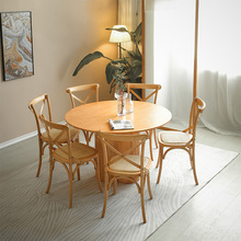 北歐實木日式創意圓桌會客接待簡約餐桌椅洽談組合桌咖啡圓形飯桌