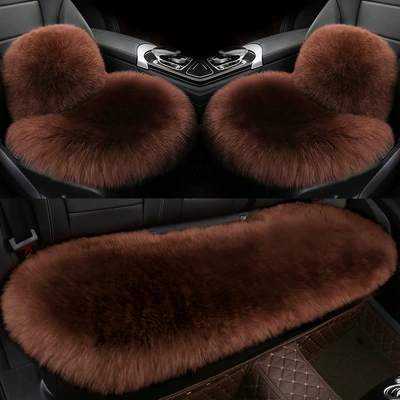 Wool pad, Three-piece Set Thickened Warm - wool-integrated-pad-small-three-pieces-lumbar-support-brown