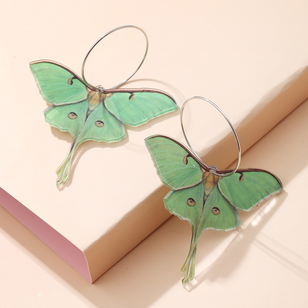 1 Pair Cute Butterfly Plating Arylic Alloy Hoop Earrings display picture 5