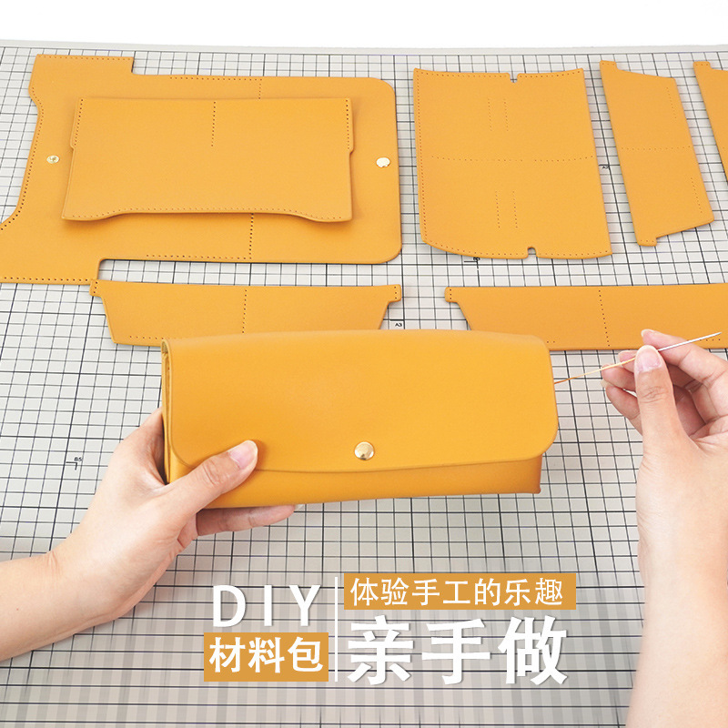 Wholesale Genuine Leather Long Wallet DIY Handmade Material Kit, Card Holder Two-In-One Self-Made Genuine Cowhide Material Kit