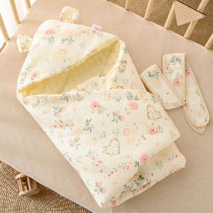 Newborn Thickened Autumn and Winter Cushion Class A Pure Cotton Zou Cloth Cotton Bean Blanket Going Out Swaddle Bean Bean Blanket