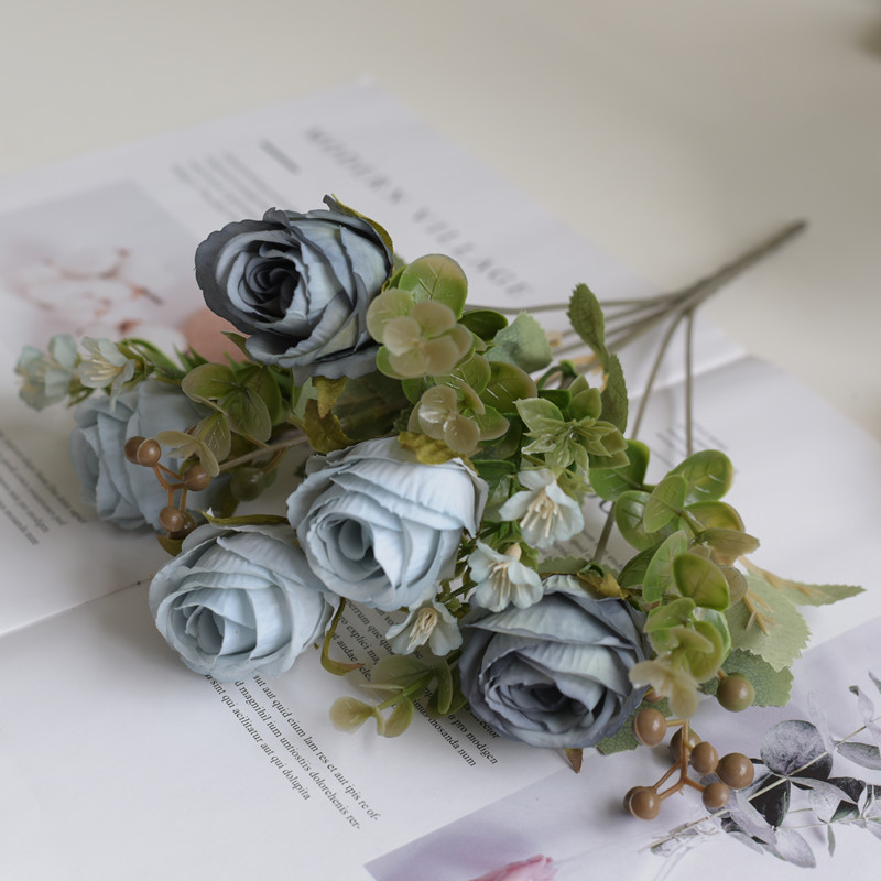 5 flores europeas imitación de rosa impera Mei mano rayo de props de fotografía decoración de mesa de comedor simple diseño de pared de flores moderno