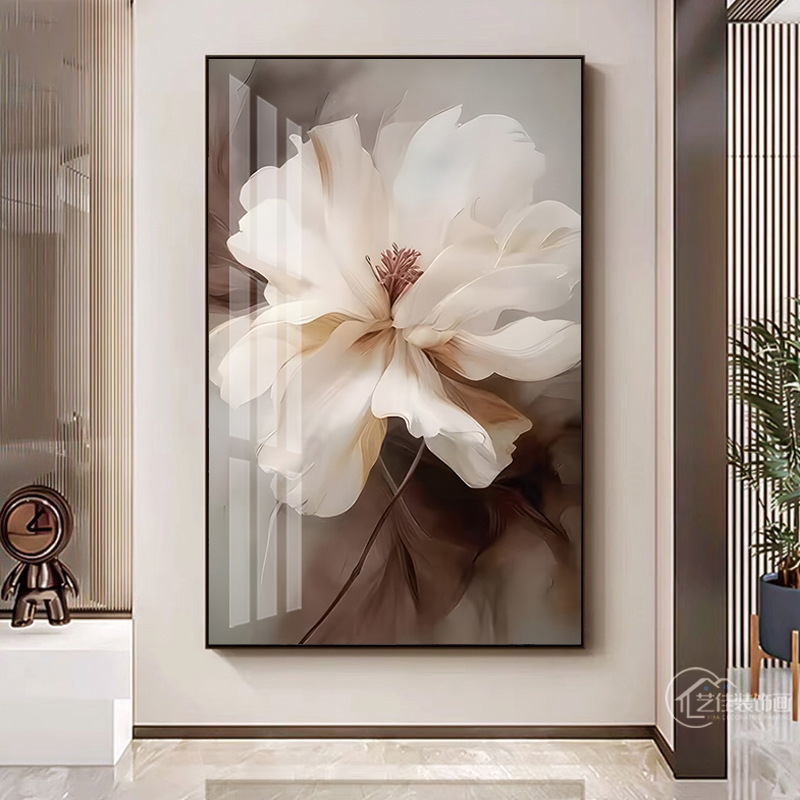 Cream Style Floral Entrance Decorative Painting Accessible Luxury High-End Living Room Sofa Background Wall Apartment Hotel Hanging Painting