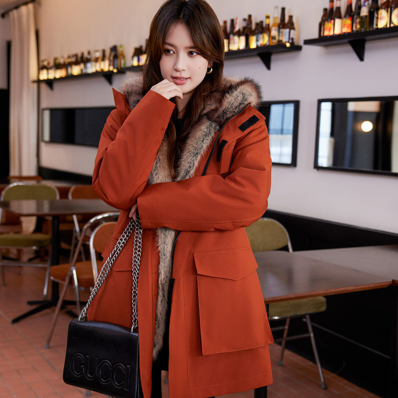 오렌지색(탈착식 안감) 털소매