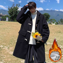 牛角扣羊羔绒毛呢大衣男冬季加厚保暖宽松潮牌韩版中长款风衣外套