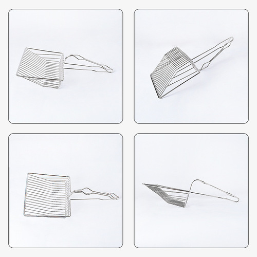 Metal cat litter shovel cat litter cleaning ragdoll silver gradient layer enlarged shovel surface easy to leak cat toilet cleaning stainless steel