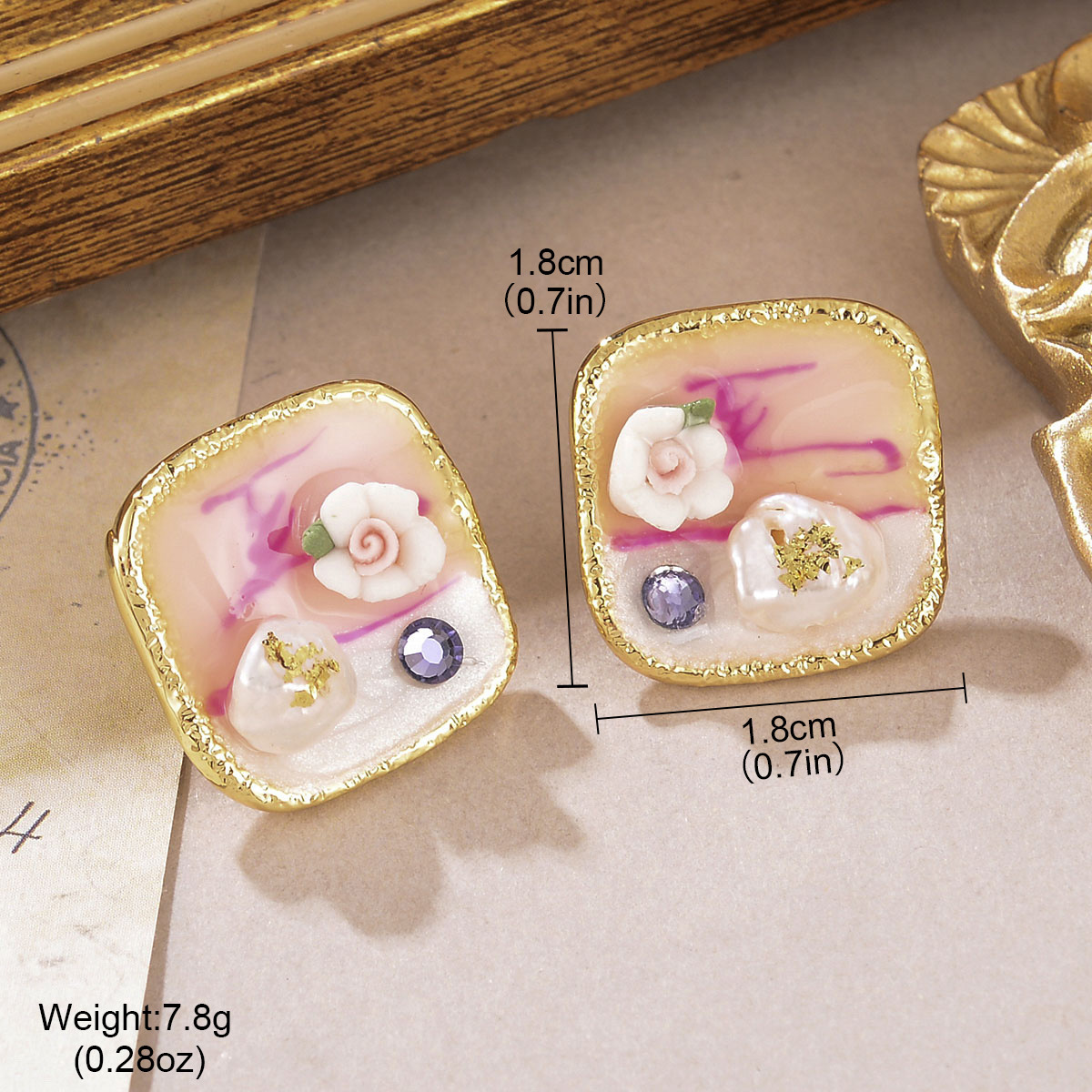 1 Par Retro Flor Enchapado Metal Pendientes De Gota Pendientes display picture 14