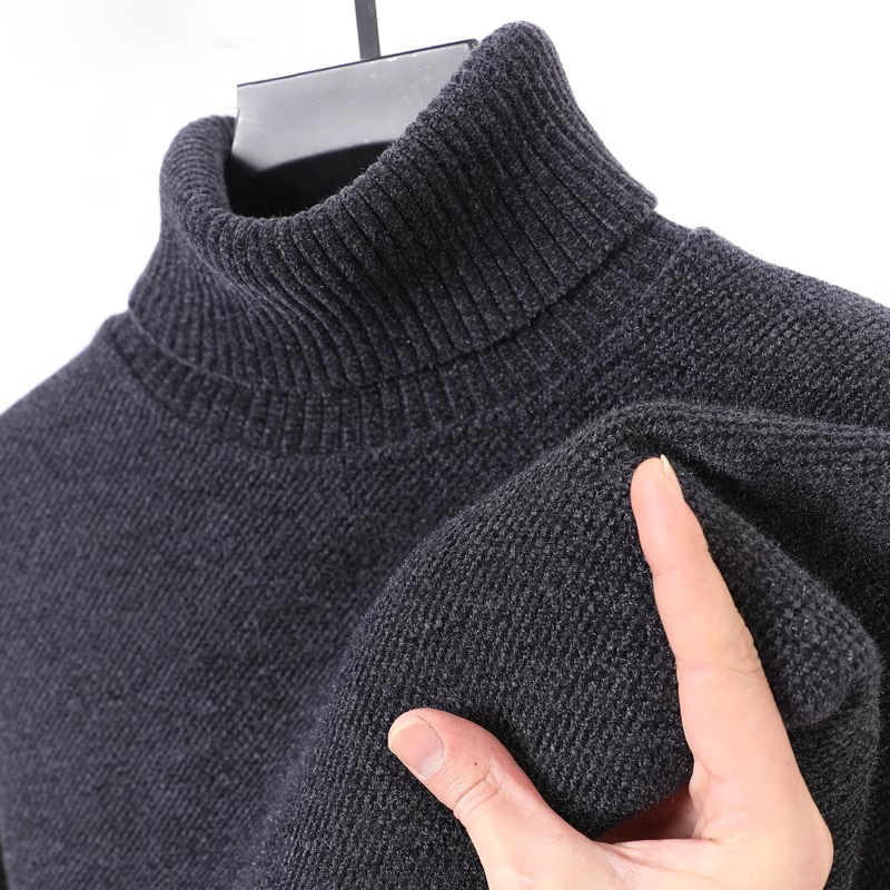 Chenille One-Piece Velvet Men's High-Neck Fleece-Lined Thickeneded Winter Knitwear Trendy Warm Base Knitwear Wholesale Price