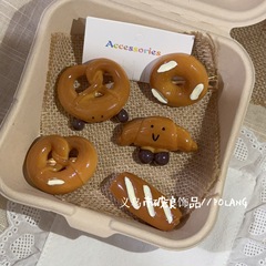 创意新款碱水面包发夹仿真法棍食物鸭嘴夹高级感边夹可爱发饰发卡