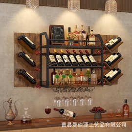 跨境餐厅酒架工业风壁挂发光酒柜墙上背景墙多功能展示架发光酒柜