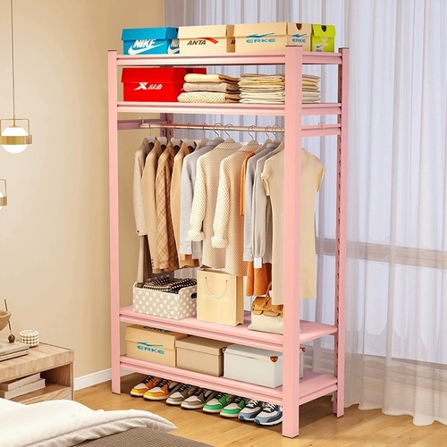 Household colorful wardrobe hanger for rentals, coat rack, DIY freestanding wardrobe with open shelving