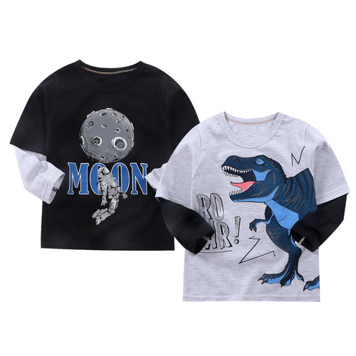 Children's long-sleeved cotton T-shirt, unisex children's autumn basic top