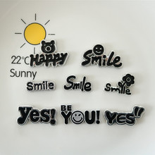 滴油卡通HAPPY YES smile字母牌 DIY饰品配件批发洞洞鞋装饰贴片