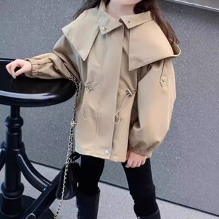 Girl's Coat Autumn 2024 New Style Fashionable Children's Little Girl's Coat Baby Girl's Mid-Length Rush Clothes
