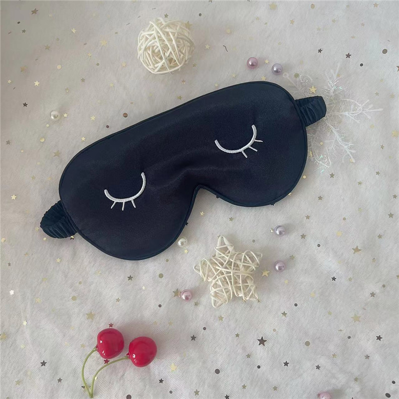 Pestañas de ojo de dibujos animados lindo máscara de ojo de seda imitación seda de mora sombreado máscara de ojo de sueño transpirable traje de viaje en stock